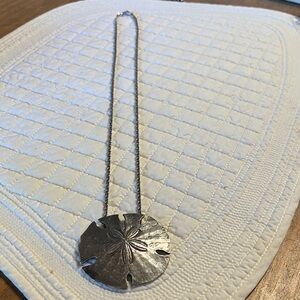 Vintage Pewter METZKE SAND DOLLAR Pendant Necklace